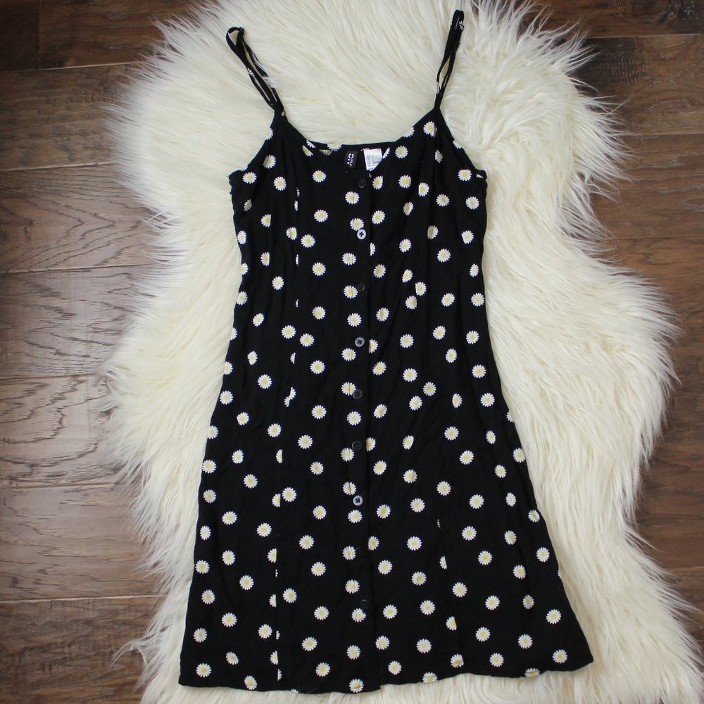 ❗️FINAL PRICE CLOSET CLOSING H&M Black Button Down Daisy Print Sundress
